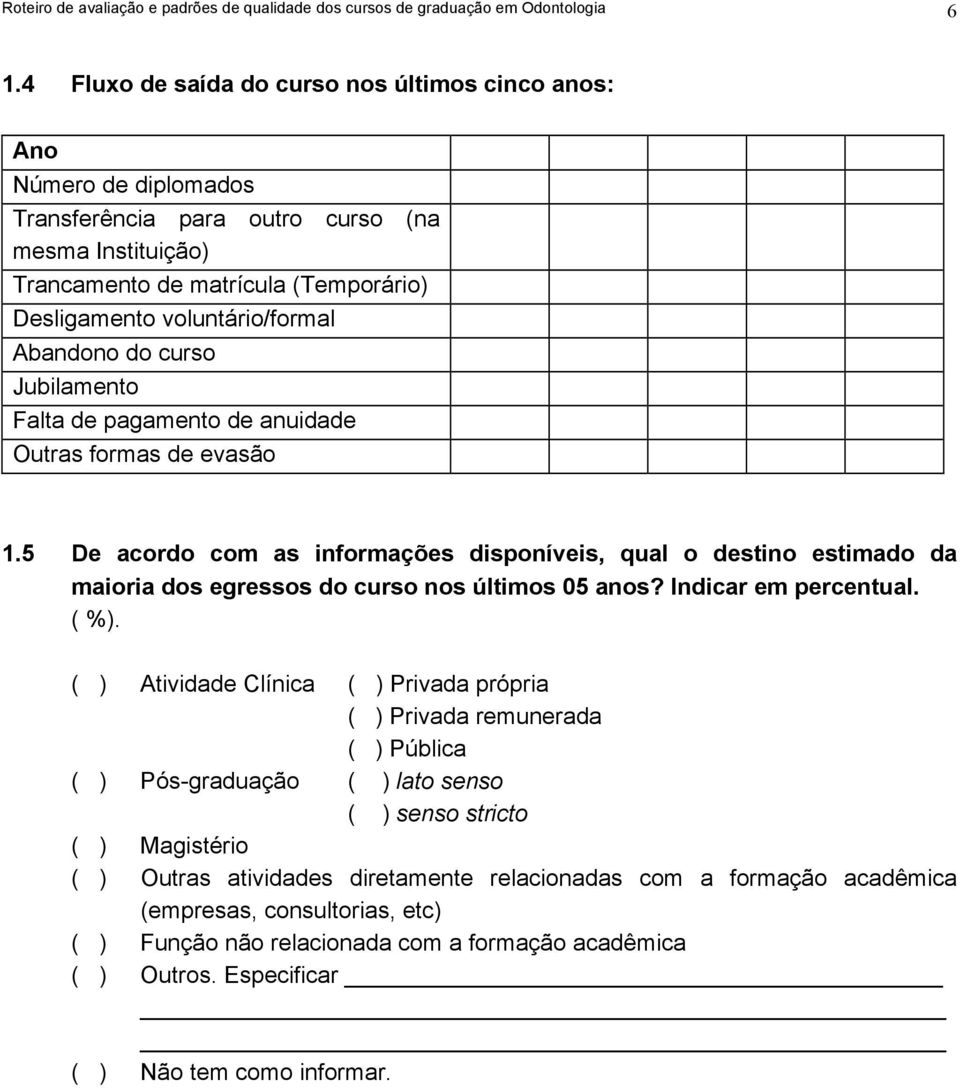 Abandono do curso Jubilamento Falta de pagamento de anuidade Outras formas de evasão 1.