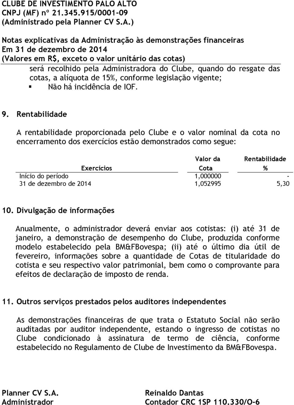 período 1,000000-31 de dezembro de 2014 1,052995 5,30 10.