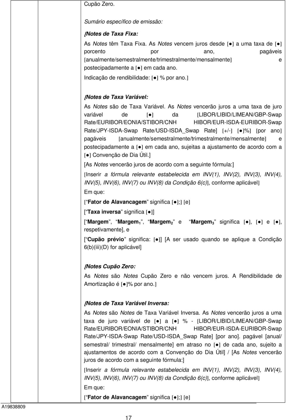 ] e [Notes de Taxa Variável: As Notes são de Taxa Variável.