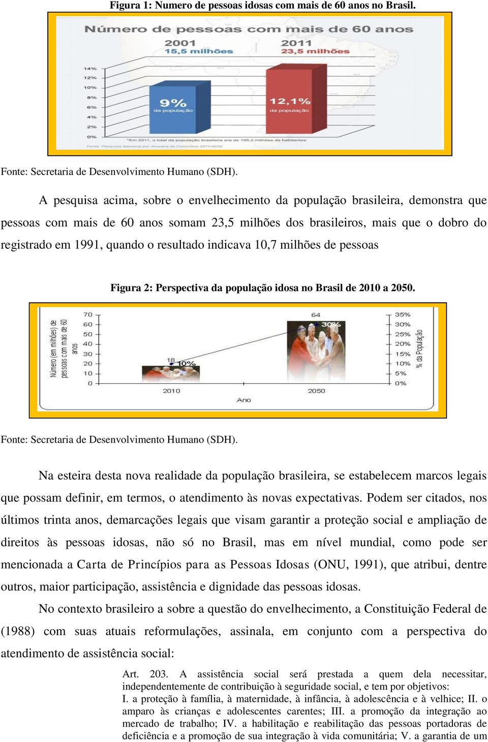 resultado indicava 10,7 milhões de pessoas Figura 2: Perspectiva da população idosa no Brasil de 2010 a 2050. Fonte: Secretaria de Desenvolvimento Humano (SDH).