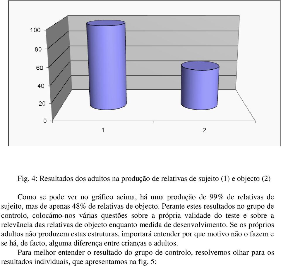 Perante estes resultados no grupo de controlo, colocámo-nos várias questões sobre a própria validade do teste e sobre a relevância das relativas de objecto enquanto medida