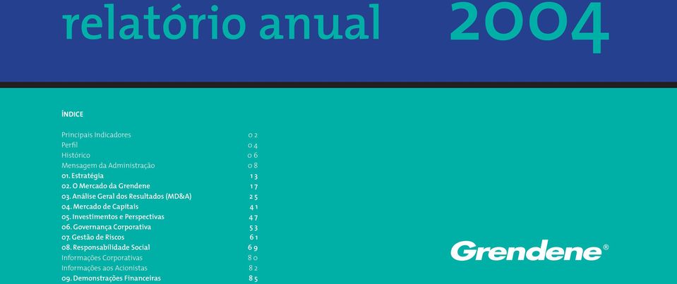 Mercado de Capitais 4 1 05. Investimentos e Perspectivas 4 7 06. Governança Corporativa 5 3 07.