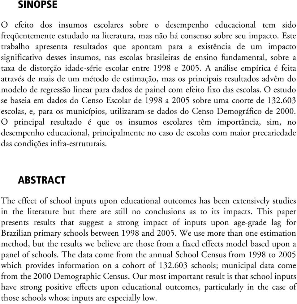 escolar entre 1998 e 2005.