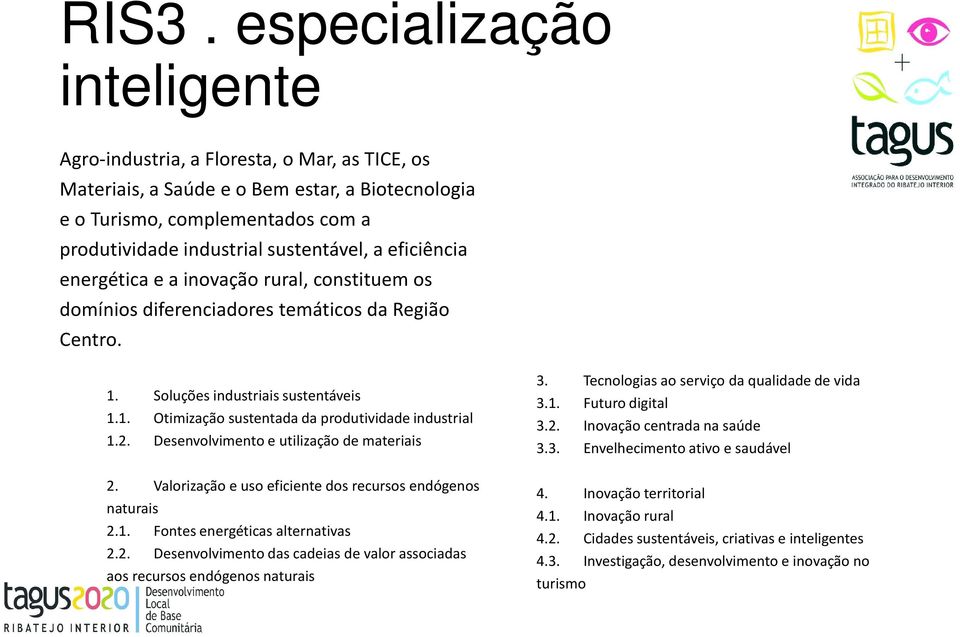 2. Desenvolvimento e utilização de materiais 2. Valorização e uso eficiente dos recursos endógenos naturais 2.1. Fontes energéticas alternativas 2.2. Desenvolvimento das cadeias de valor associadas aos recursos endógenos naturais 3.