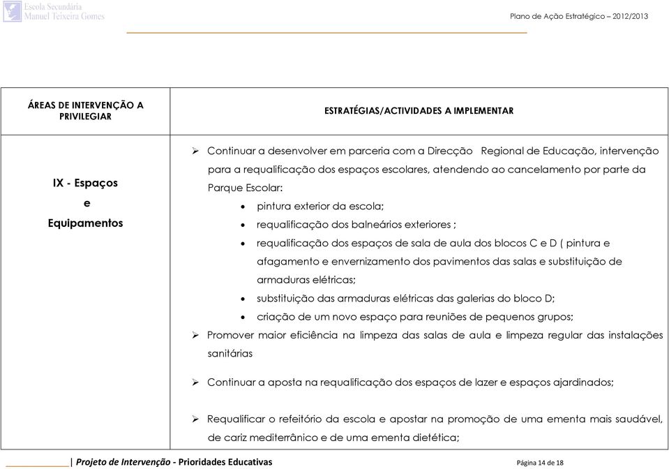 de aula dos blocos C e D ( pintura e afagamento e envernizamento dos pavimentos das salas e substituição de armaduras elétricas; substituição das armaduras elétricas das galerias do bloco D; criação