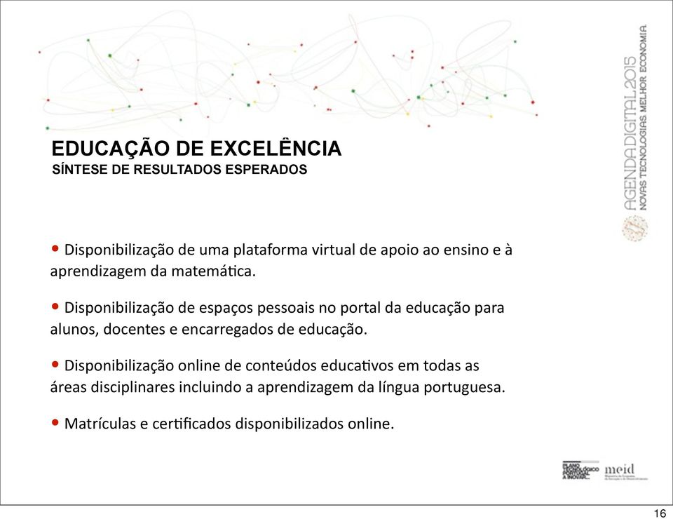 Disponibilização de espaços pessoais no portal da educação para alunos, docentes e encarregados de educação.