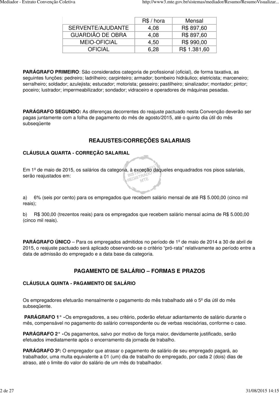 eletricista; marceneiro; serralheiro; soldador; azulejista; estucador; motorista; gesseiro; pastilheiro; sinalizador; montador; pintor; poceiro; lustrador; impermeabilizador; sondador; vidraceiro e