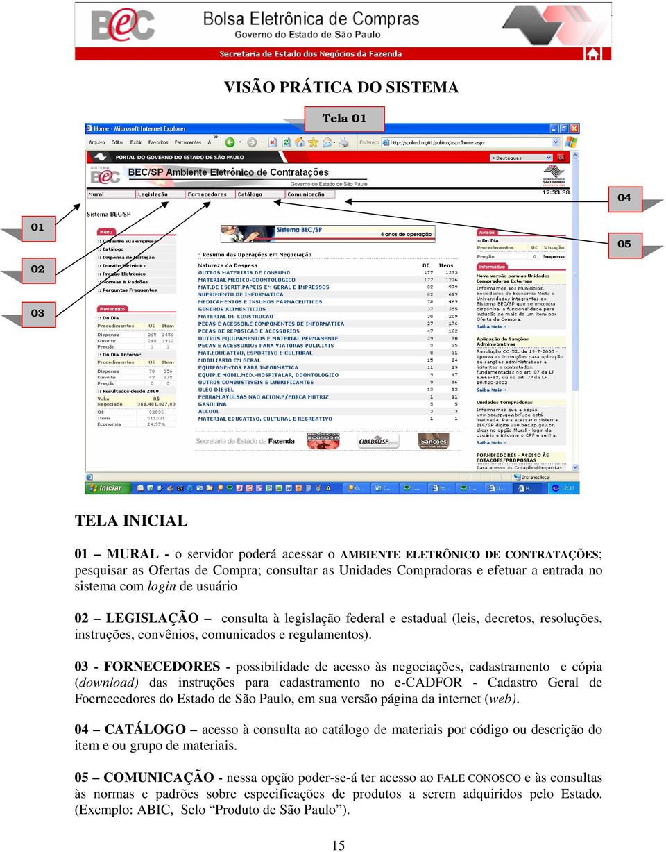 03 - FORNECEDORES - possibilidade de acesso às negociações, cadastramento e cópia (download) das instruções para cadastramento no e-cadfor - Cadastro Geral de Foernecedores do Estado de São Paulo, em