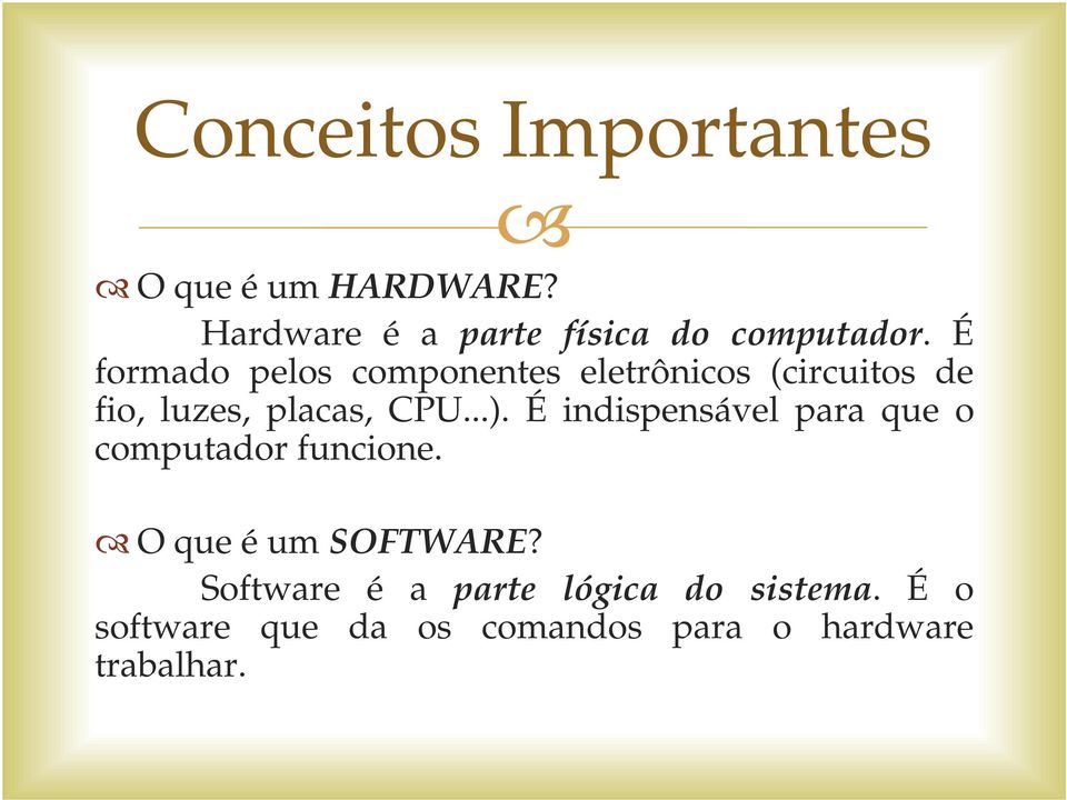 É indispensável para que o computador funcione. O que é um SOFTWARE?