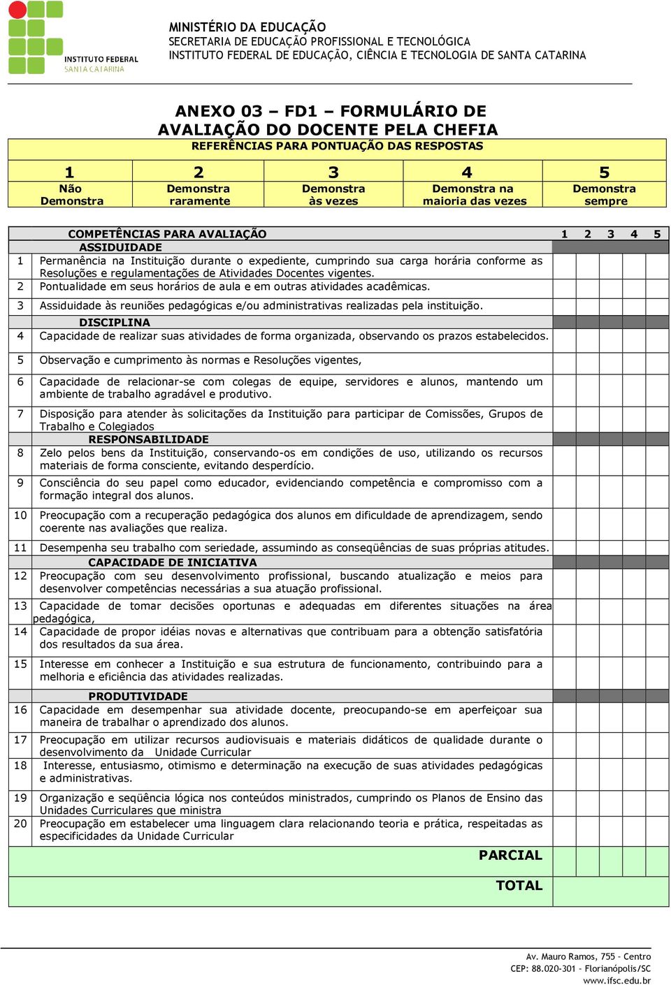 Atividades Docentes vigentes. 2 Pontualidade em seus horários de aula e em outras atividades acadêmicas. 3 Assiduidade às reuniões pedagógicas e/ou administrativas realizadas pela instituição.