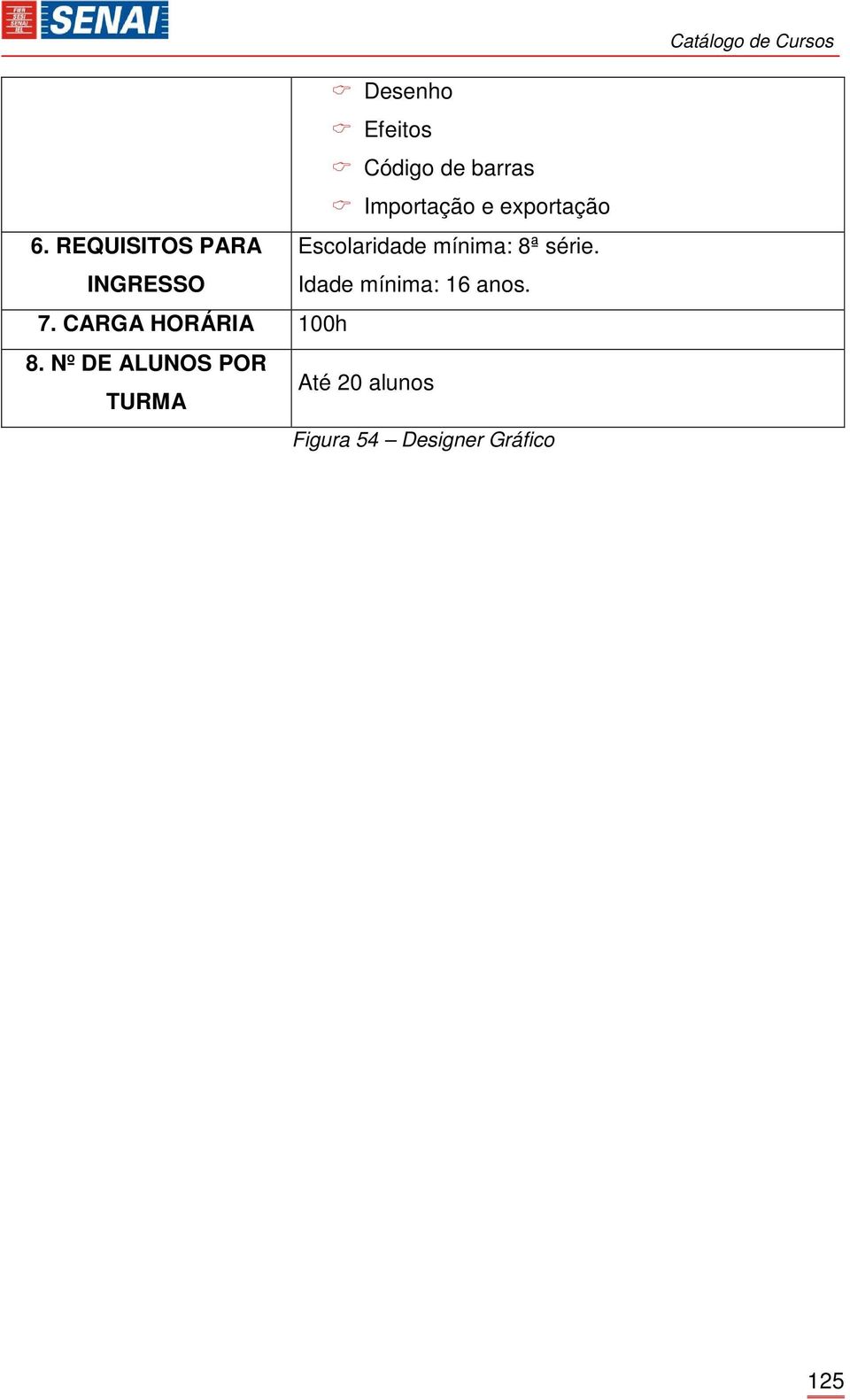 INGRESSO Idade mínima: 16 anos. 7. CARGA HORÁRIA 100h 8.