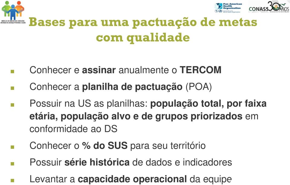 grupos priorizados em conformidade ao DS Conhecer o % do SUS para seu território