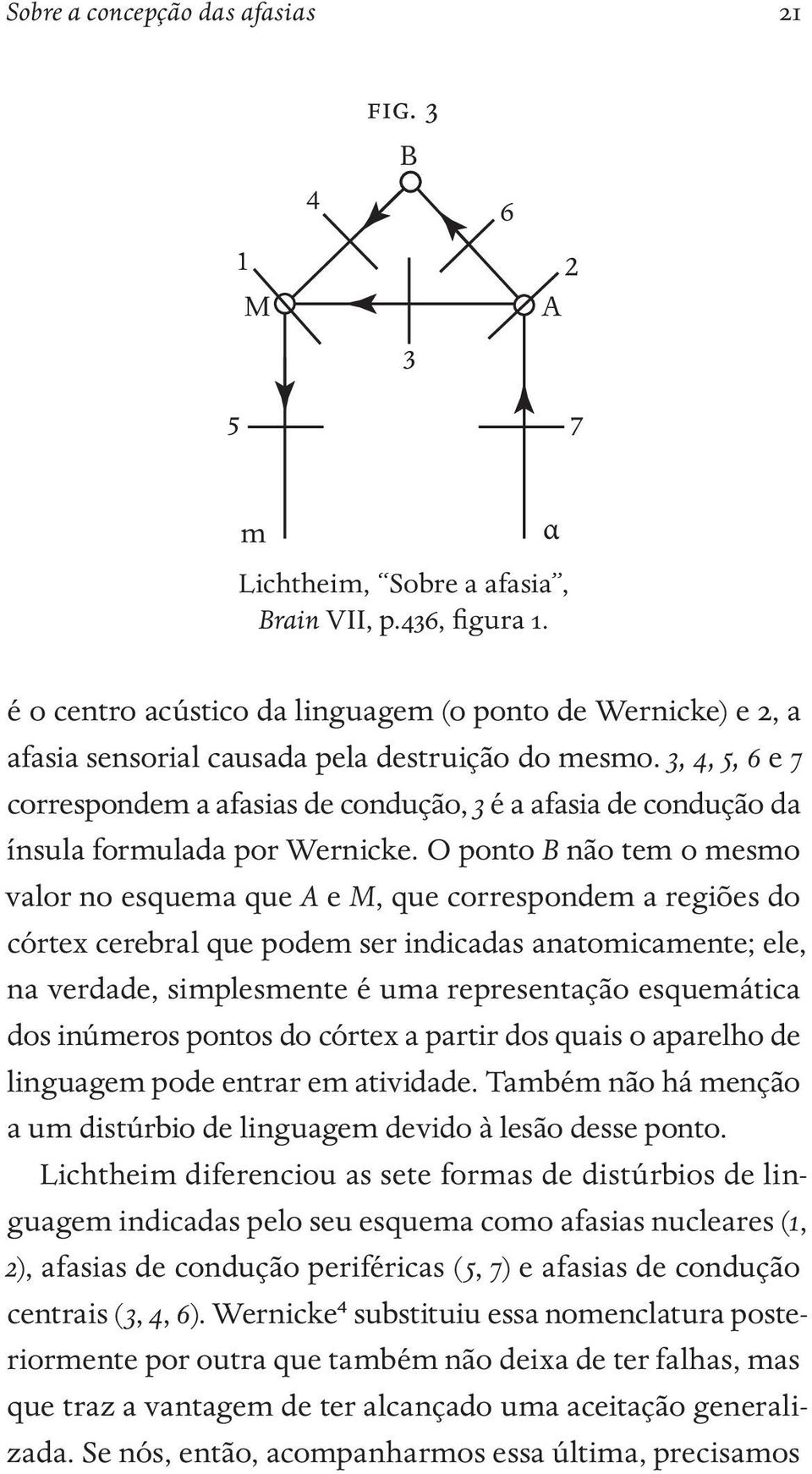 3, 4, 5, 6 e 7 correspondem a afasias de condução, 3 é a afasia de condução da ínsula formulada por Wernicke.