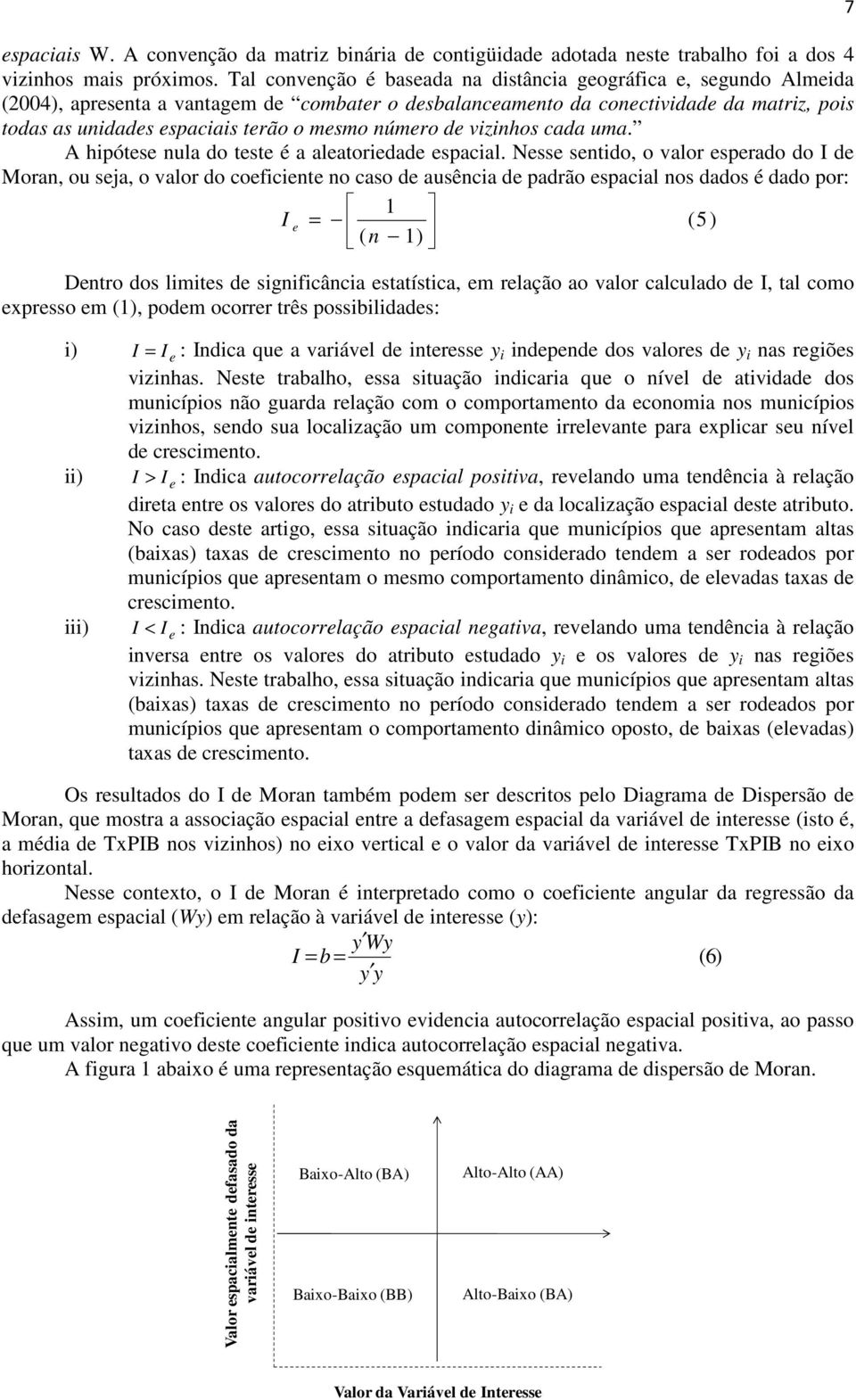 de vznhos cada uma. A hpótese nula do teste é a aleatoredade espacal.