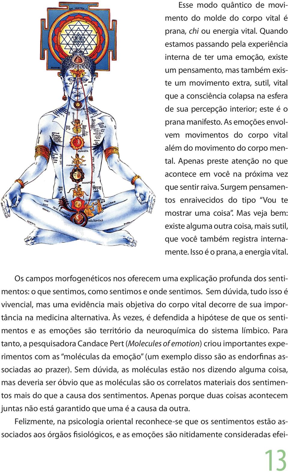 interior; este é o prana manifesto. As emoções envolvem movimentos do corpo vital além do movimento do corpo mental. Apenas preste atenção no que acontece em você na próxima vez que sentir raiva.