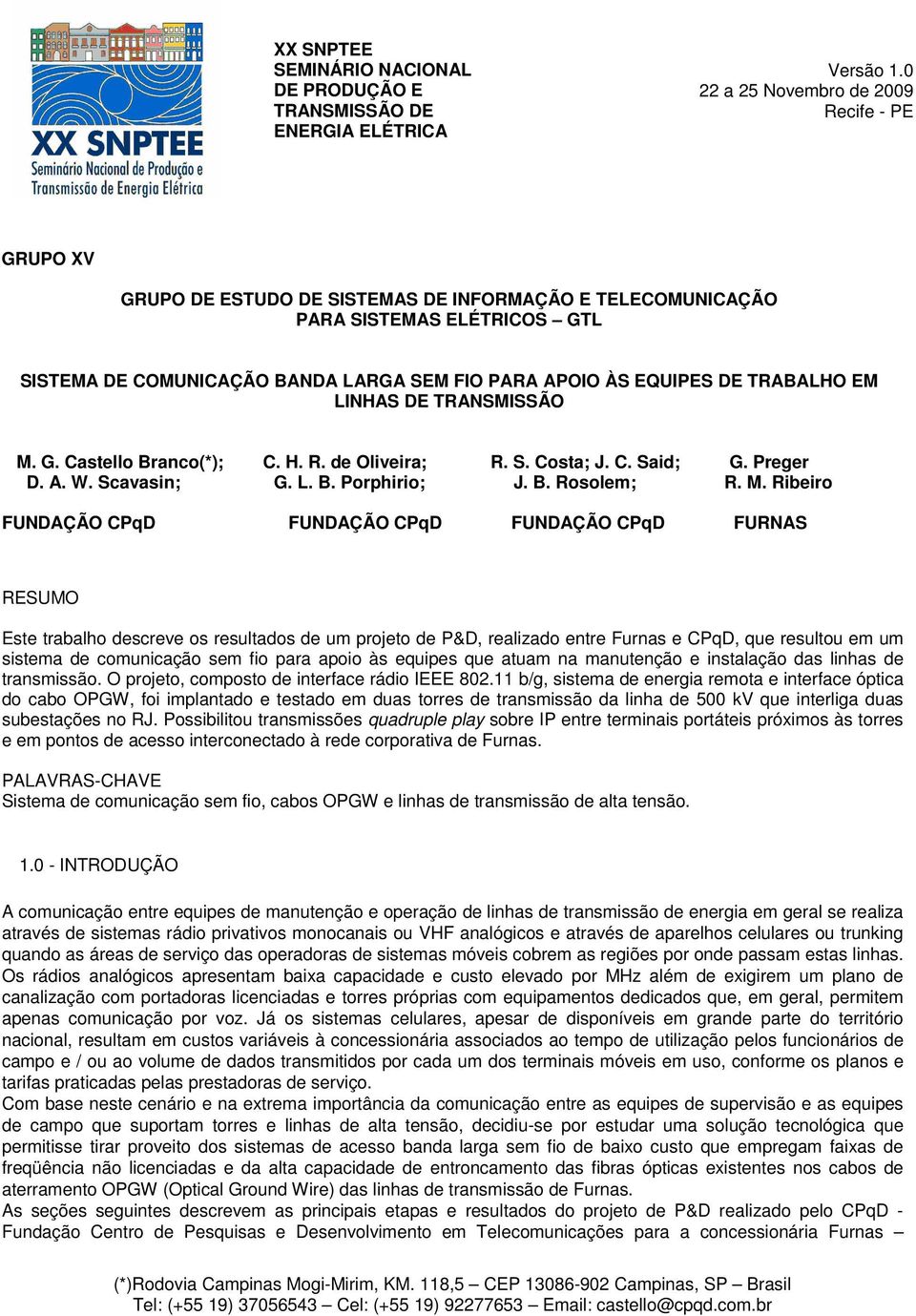 EQUIPES DE TRABALHO EM LINHAS DE TRANSMISSÃO M.