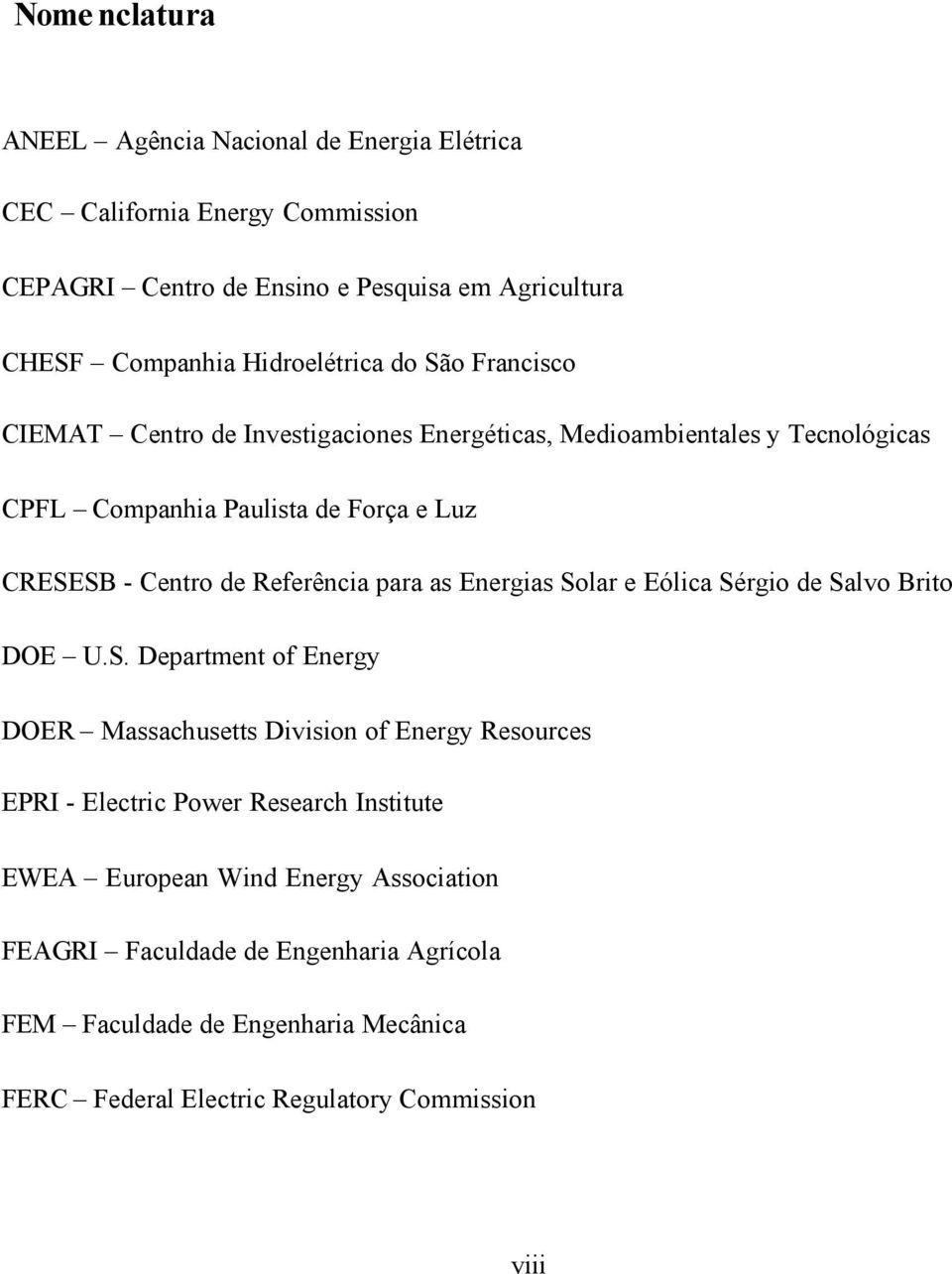 Referência para as Energias So