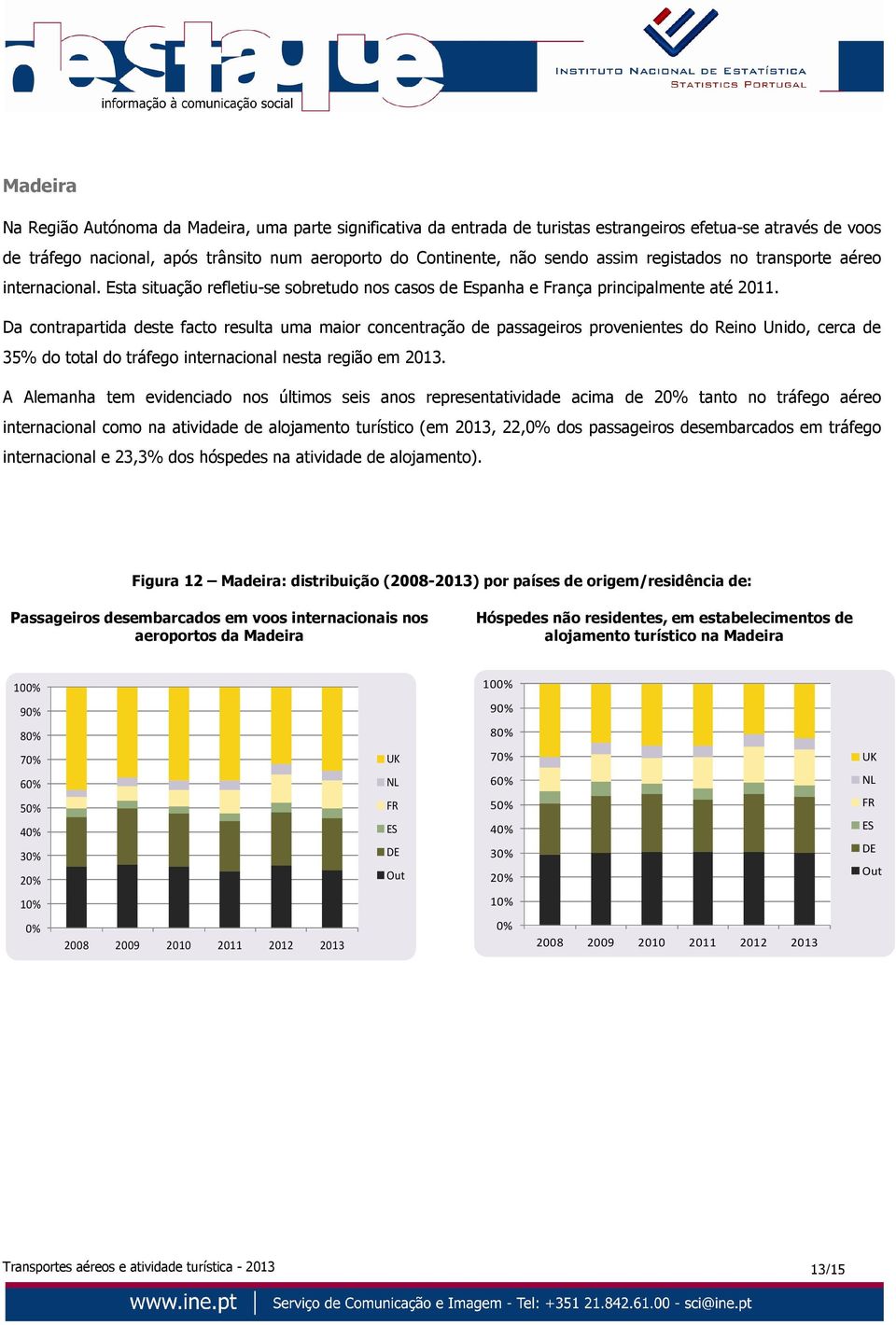 Da contrapartida deste facto resulta uma maior concentração de passageiros provenientes do Reino Unido, cerca de 35% do total do tráfego internacional nesta região em 2013.