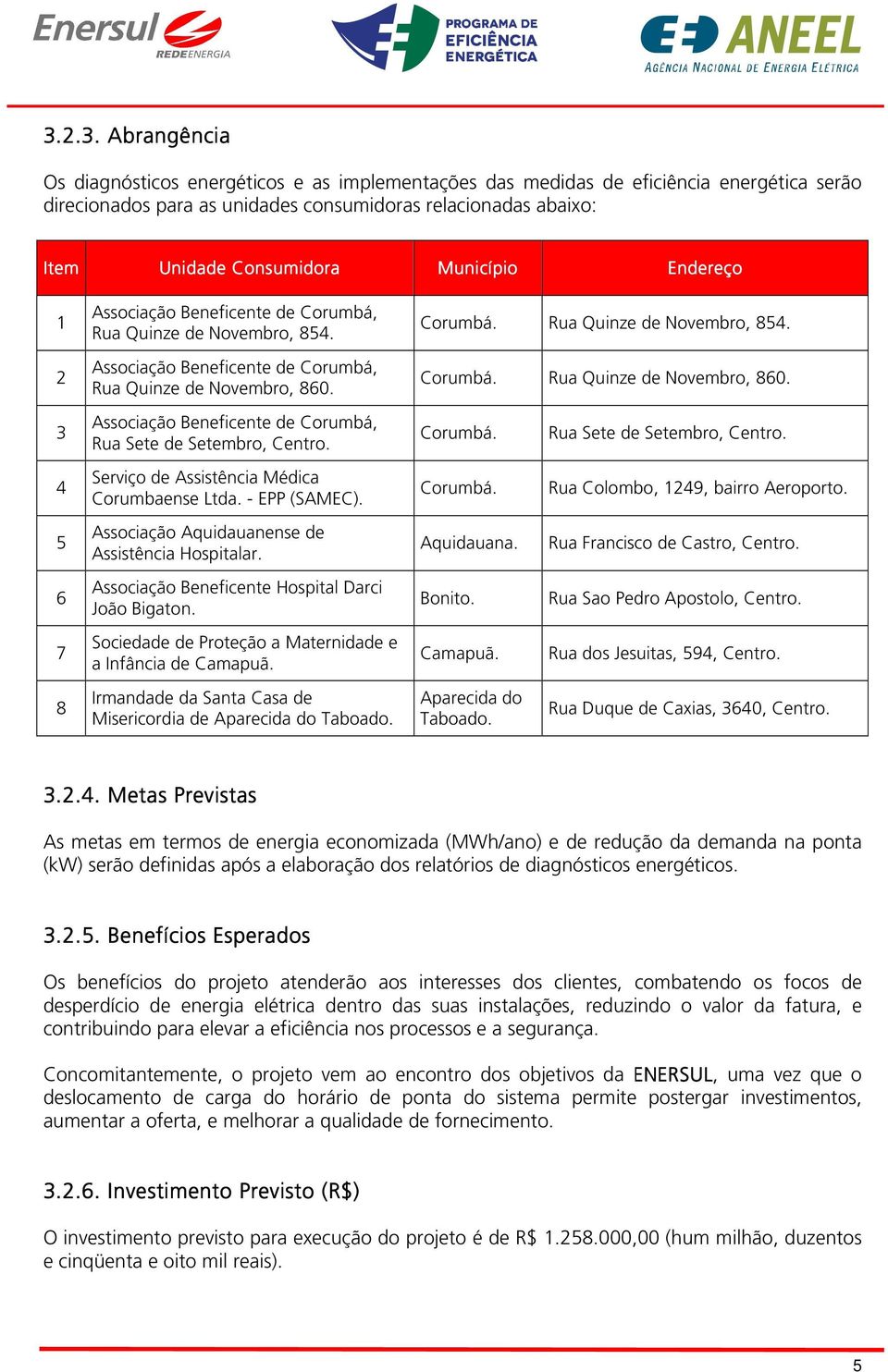 Associação Beneficente de Corumbá, Rua Sete de Setembro, Centro. Serviço de Assistência Médica Corumbaense Ltda. - EPP (SAMEC). Associação Aquidauanense de Assistência Hospitalar.