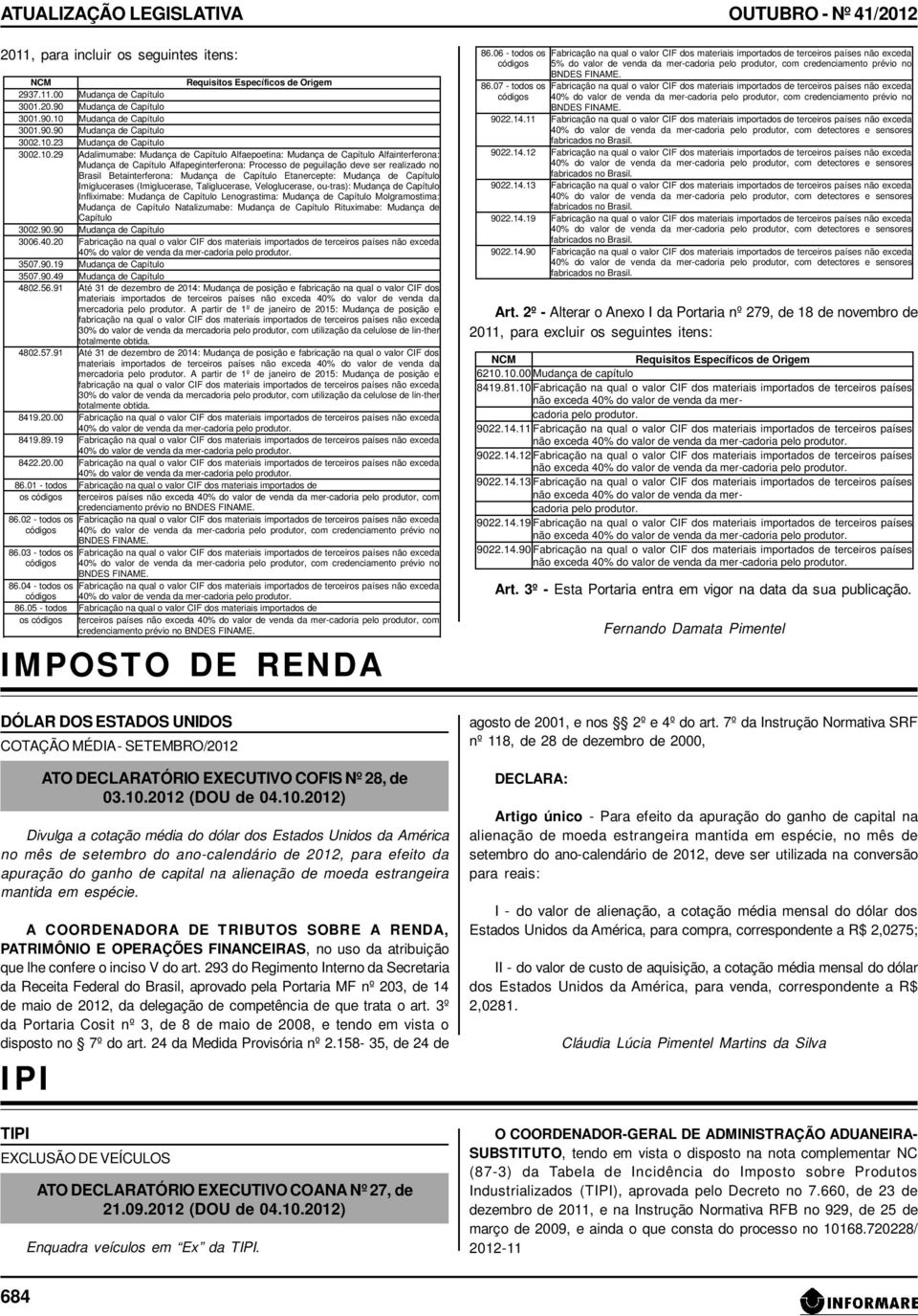 23 Mudança de Capítulo 3002.10.