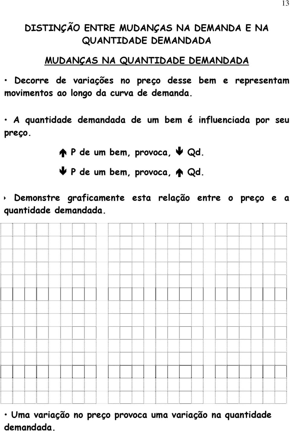 A quantidade demandada de um bem é influenciada por seu preço. P de um bem, provoca, Qd.