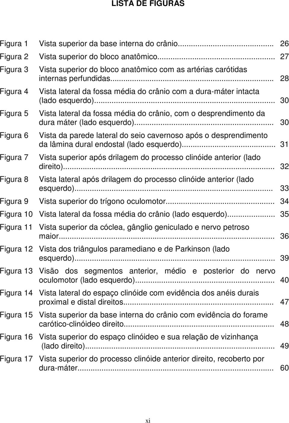 .. 28 Vista lateral da fossa média do crânio com a dura-máter intacta (lado esquerdo)... 30 Vista lateral da fossa média do crânio, com o desprendimento da dura máter (lado esquerdo).