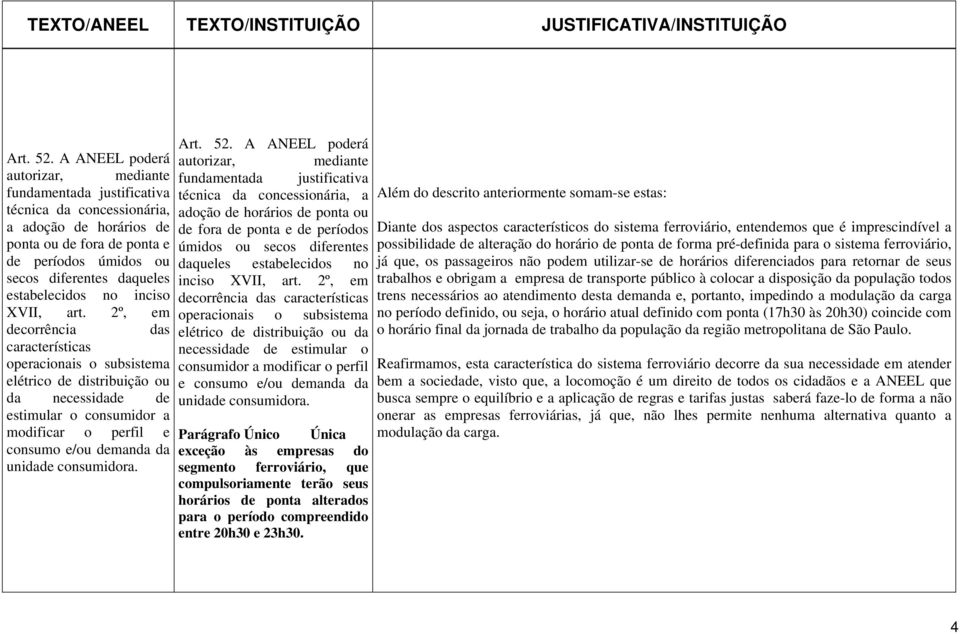 estas: técnica da concessionária, adoção de horários de ponta ou a adoção de horários de de fora de ponta e de períodos ponta ou de fora de ponta e úmidos ou secos diferentes de períodos úmidos ou