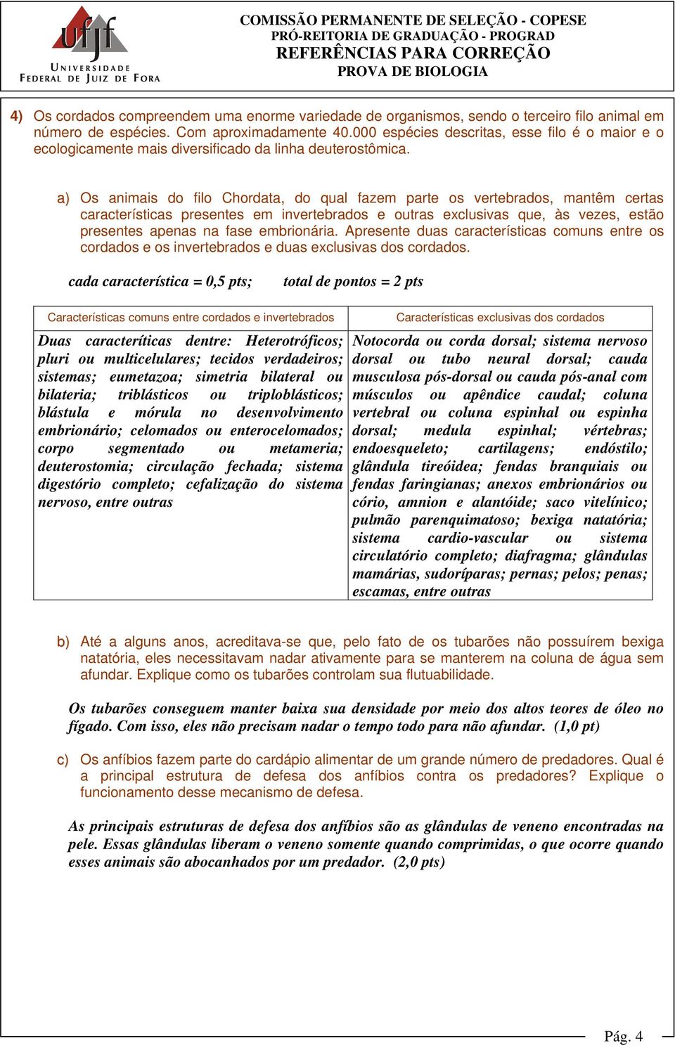 a) Os animais do filo Chordata, do qual fazem parte os vertebrados, mantêm certas características presentes em invertebrados e outras exclusivas que, às vezes, estão presentes apenas na fase