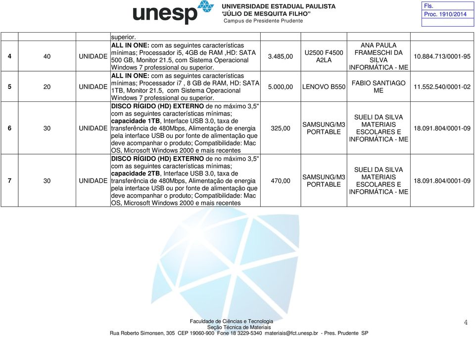 DISCO RÍGIDO (HD) EXTERNO de no máximo 3,5" com as seguintes características mínimas; capacidade 1TB, Interface USB 3.