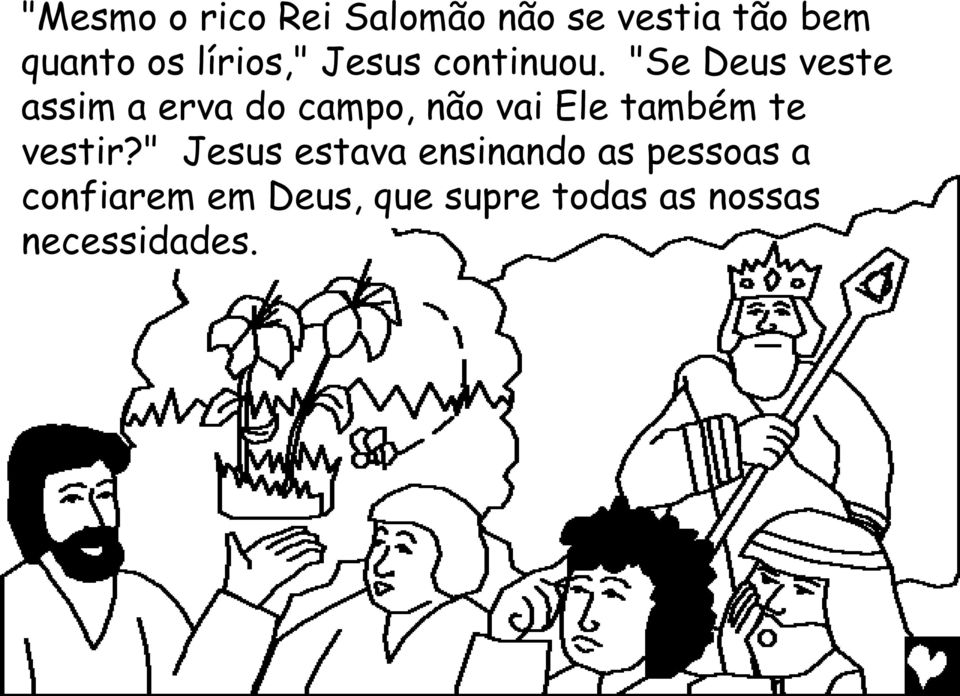 "Se Deus veste assim a erva do campo, não vai Ele também te