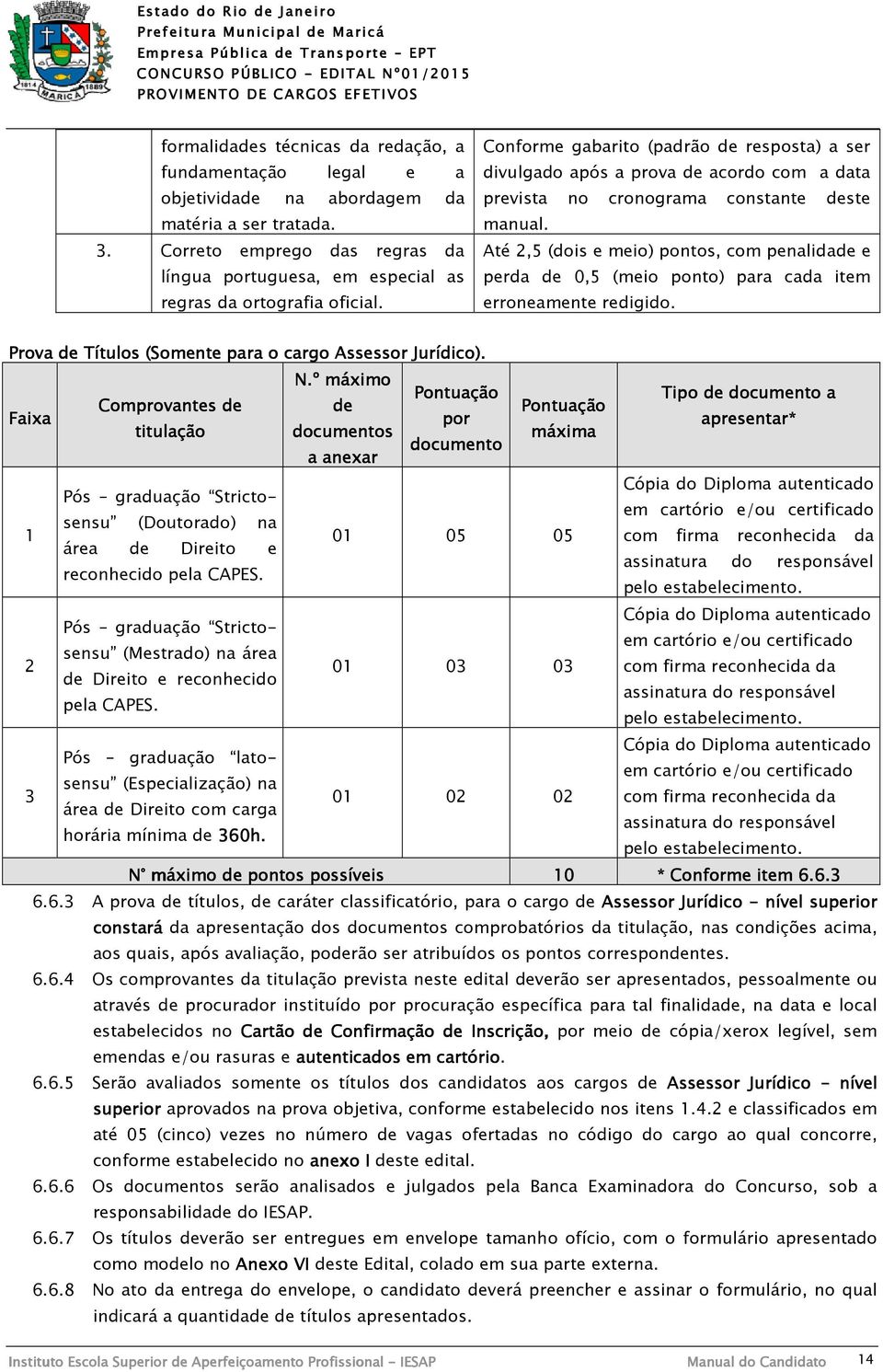 Conforme gabarito (padrão de resposta) a ser divulgado após a prova de acordo com a data prevista no cronograma constante deste manual.