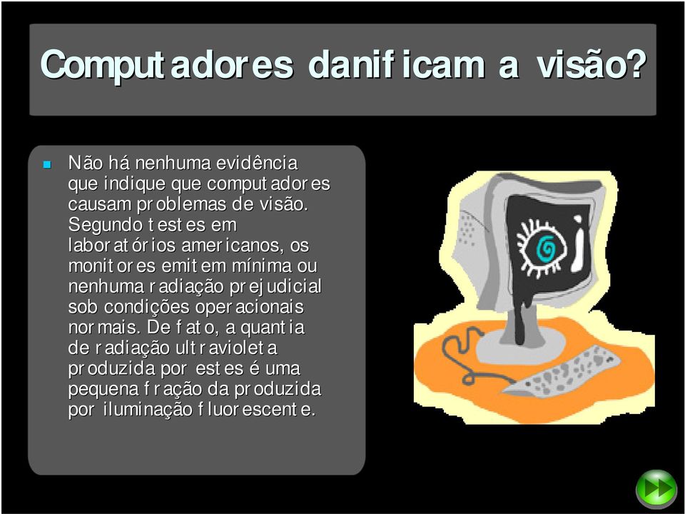 Segundo testes em laboratórios americanos, os monitores emitem mínima ou nenhuma radiação