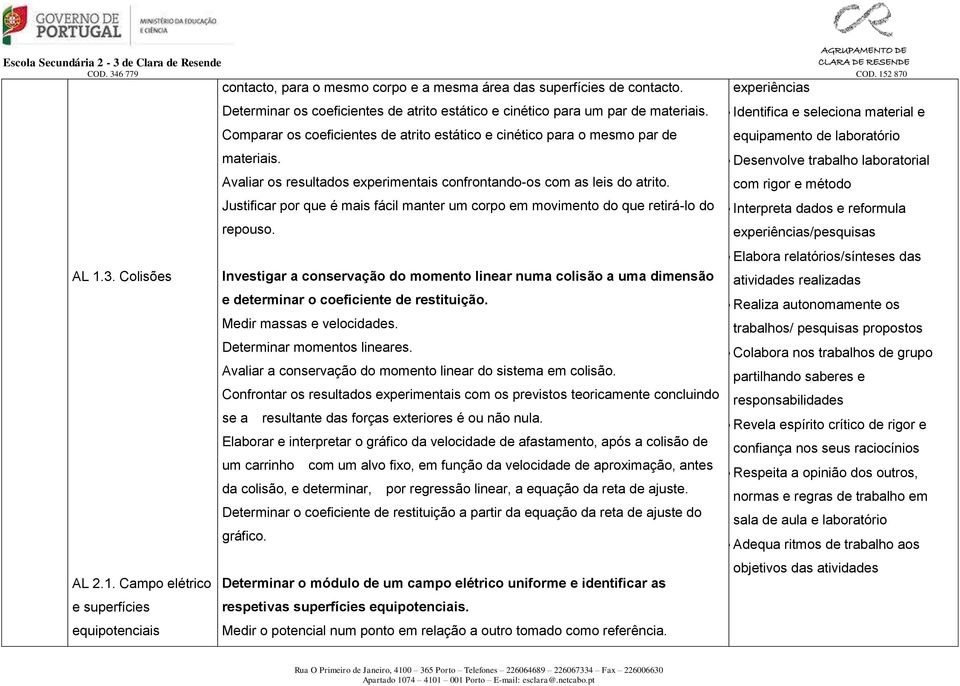 Desenvolve trabalho laboratorial Avaliar os resultados experimentais confrontando-os com as leis do atrito.