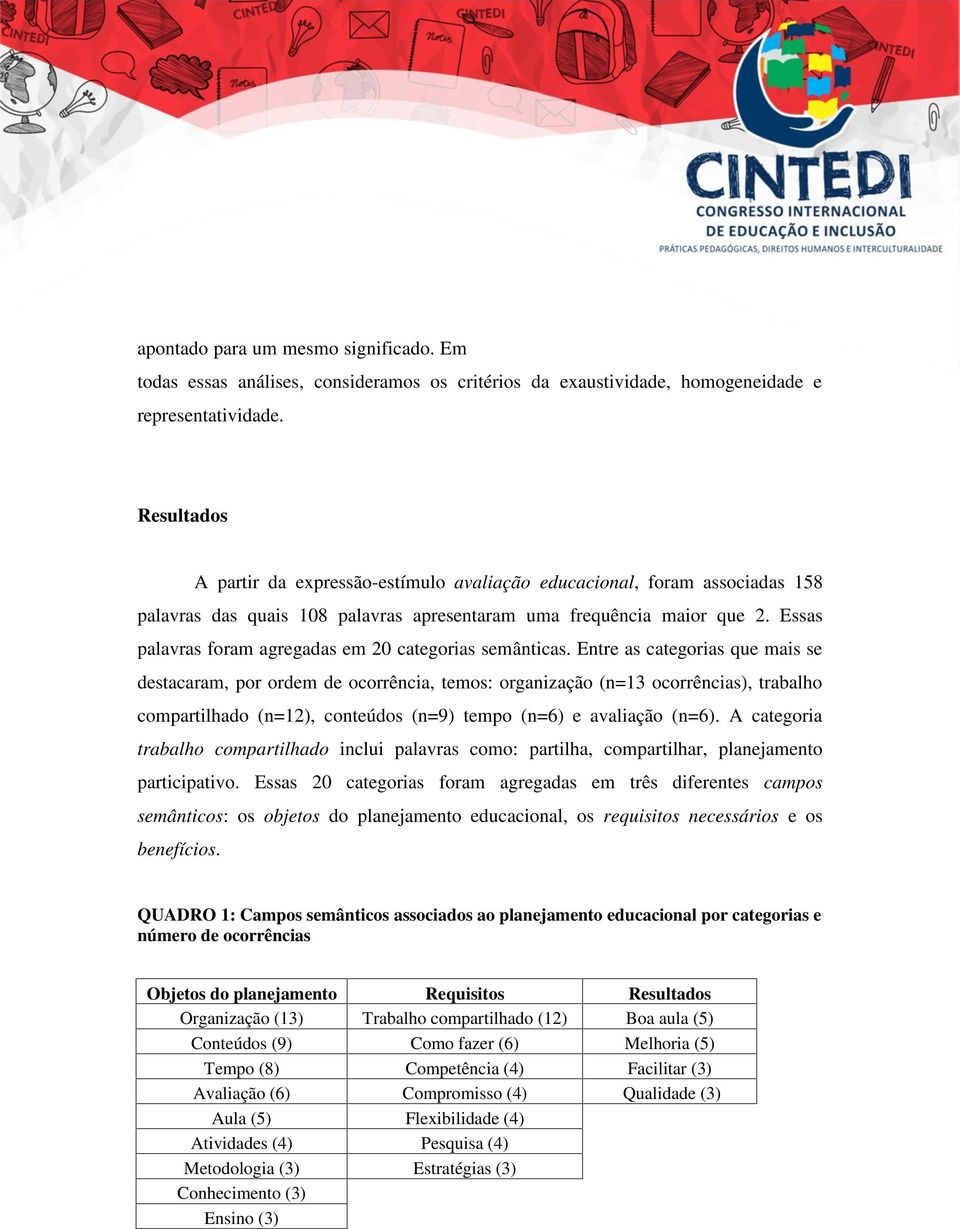 Essas palavras foram agregadas em 20 categorias semânticas.