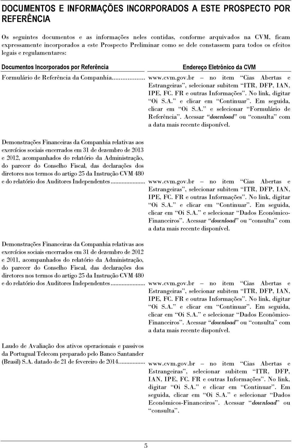 .. www.cvm.gov.br no item Cias Abertas e Estrangeiras, selecionar subitem ITR, DFP, IAN, IPE, FC. FR e outras Informações. No link, digitar Oi S.A. e clicar em Continuar. Em seguida, clicar em Oi S.A. e selecionar Formulário de Referência.