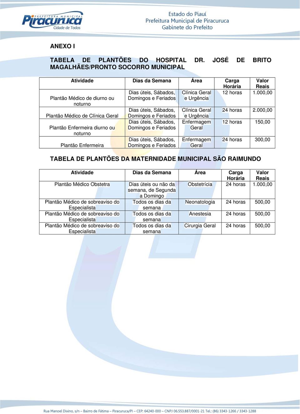 000,00 Dias úteis, Sábados, Clínica Geral 24 horas 2.