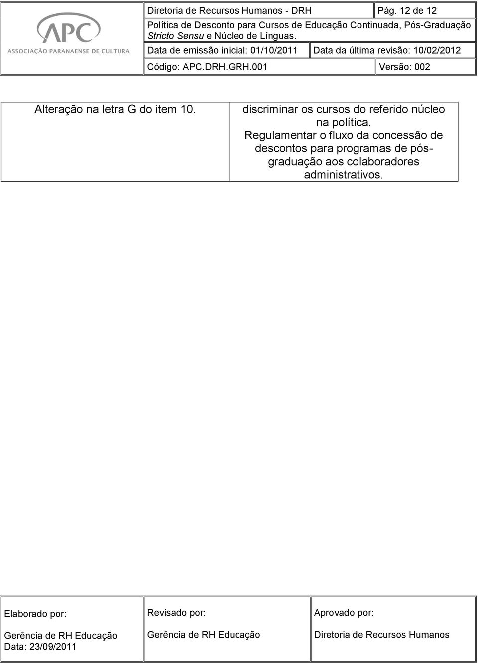 Regulamentar o fluxo da concessão de descontos para