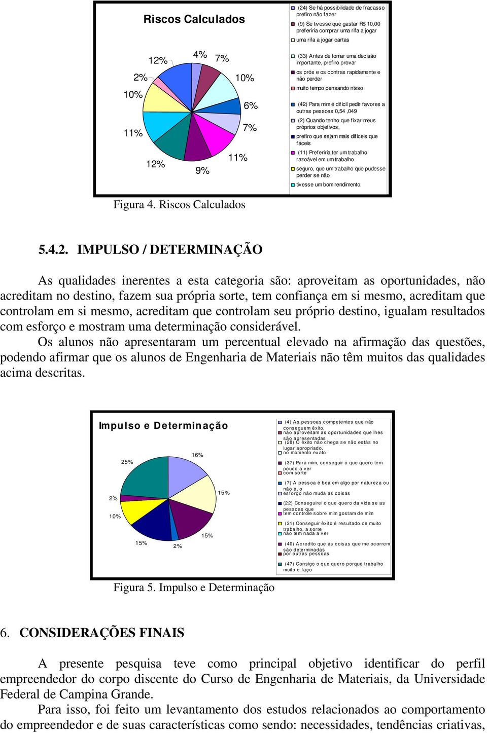 (2) Quando tenho que fixar meus próprios objetivos, prefiro que sejam mais difíceis que fáceis (11) Preferiria ter um trabalho razoável em um trabalho seguro, que um trabalho que pudesse perder se