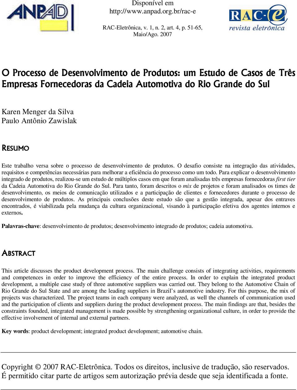 trabalho versa sobre o processo de desenvolvimento de produtos.