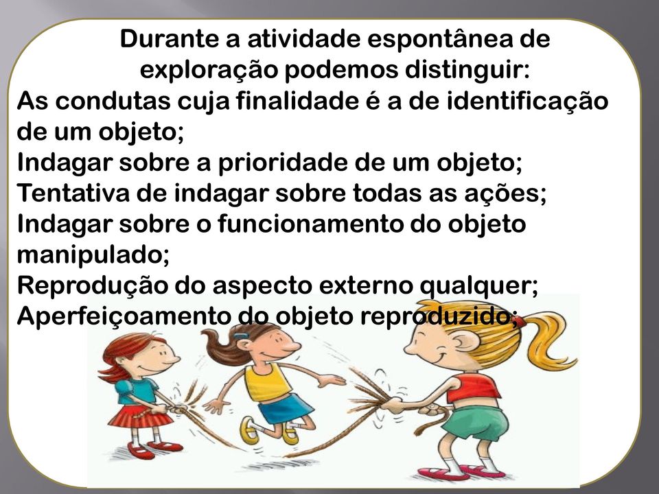 objeto; Tentativa de indagar sobre todas as ações; Indagar sobre o funcionamento do