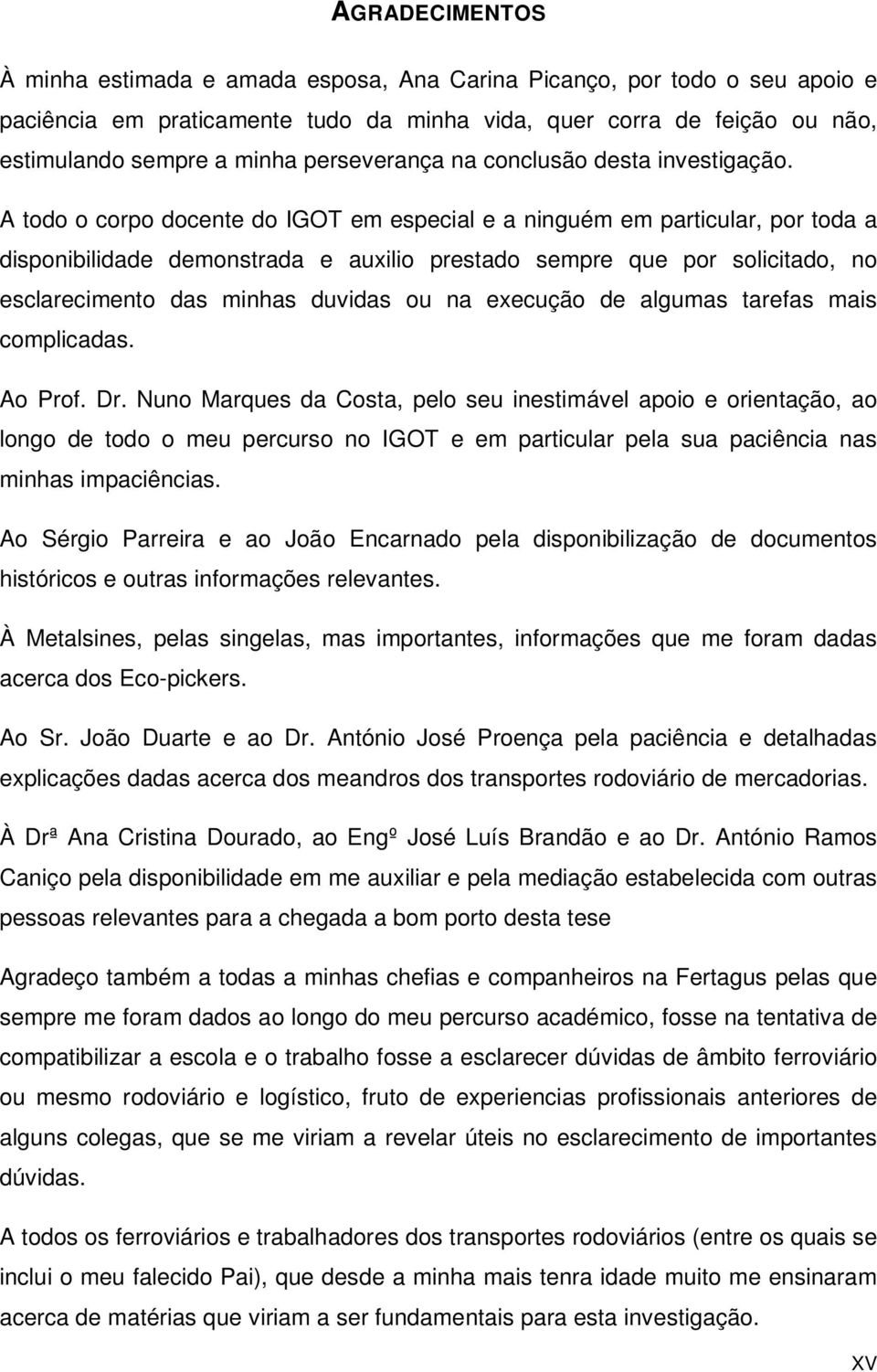 A todo o corpo docente do IGOT em especial e a ninguém em particular, por toda a disponibilidade demonstrada e auxilio prestado sempre que por solicitado, no esclarecimento das minhas duvidas ou na