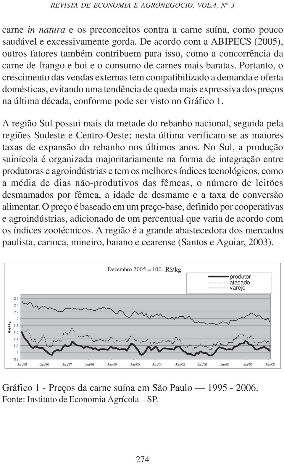 Portanto, o crescimento das vendas externas tem compatibilizado a demanda e oferta domésticas, evitando uma tendência de queda mais expressiva dos preços na última década, conforme pode ser visto no