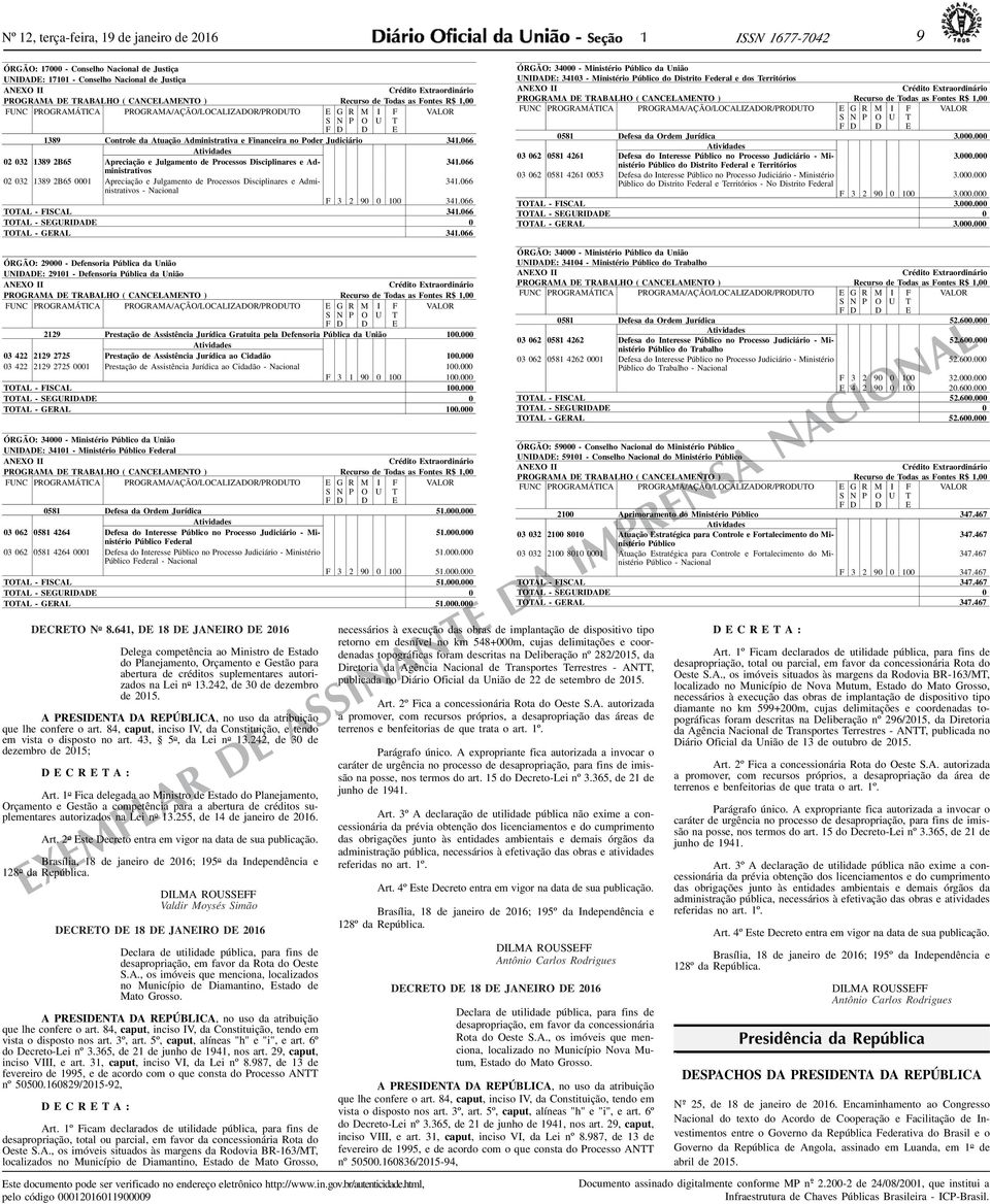 066 02 032 1389 2B65 Apreciação e Julgamento de rocessos isciplinares e Administrativos 341.066 02 032 1389 2B65 0001 Apreciação e Julgamento de rocessos isciplinares e Administrativos 341.