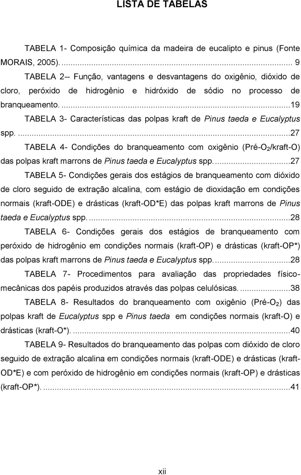 ...19 TABELA 3- Características das polpas kraft de Pinus taeda e Eucalyptus spp.