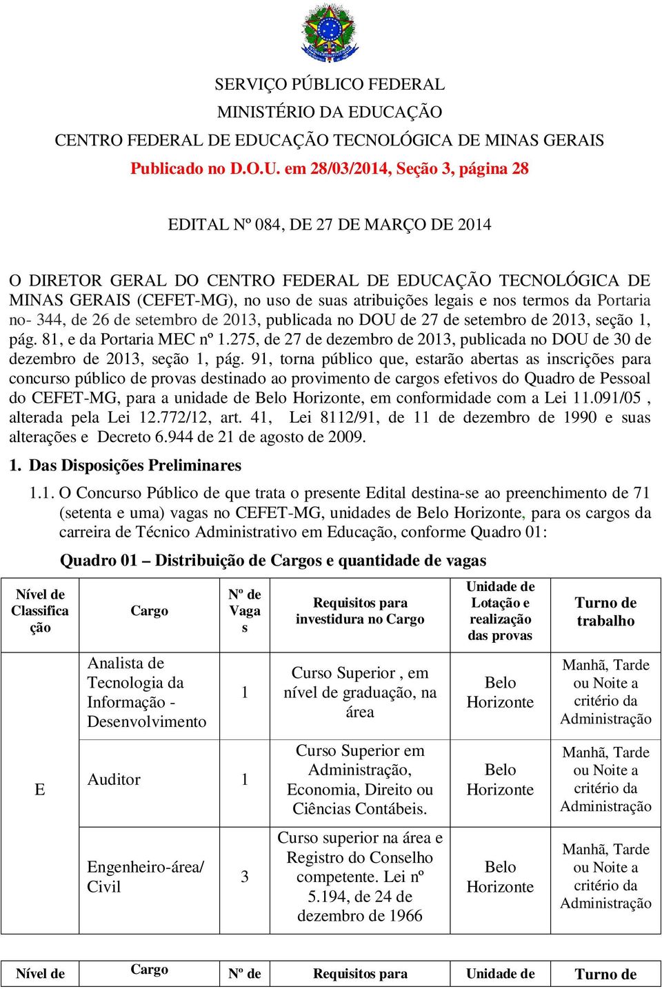 AÇÃO TECNOLÓGICA DE MINAS GERAIS Publicado no D.O.U.