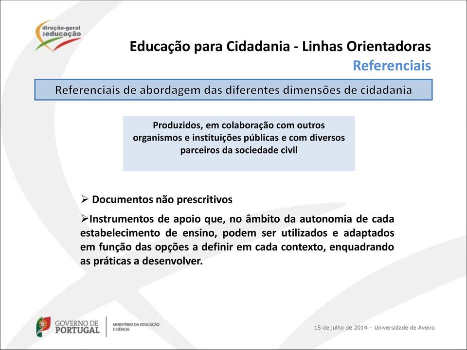 prescritivos Instrumentos de apoio que, no âmbito da autonomia de cada estabelecimento de ensino,