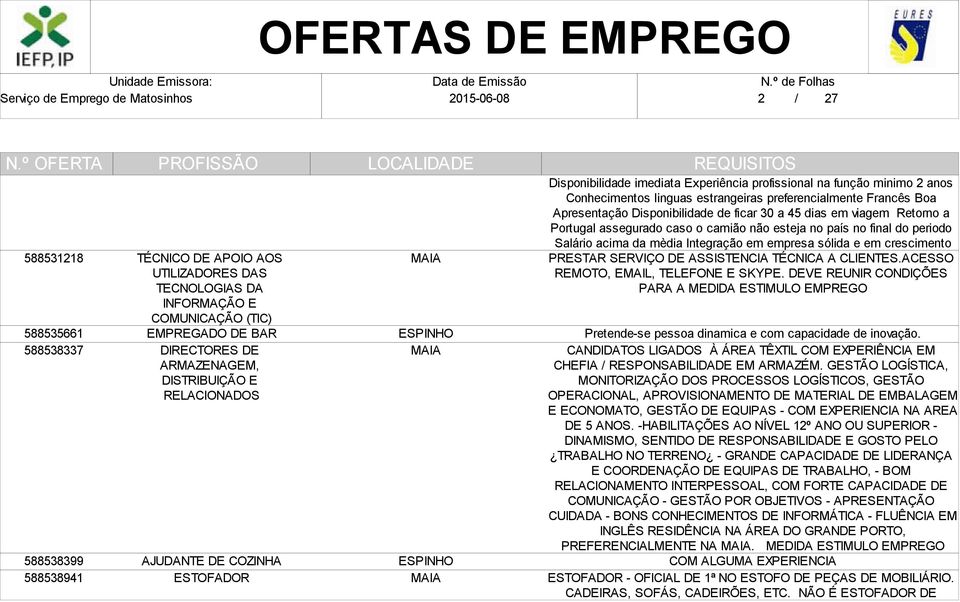 Disponibilidade de ficar 30 a 45 dias em viagem Retorno a Portugal assegurado caso o camião não esteja no país no final do periodo Salário acima da mèdia Integração em empresa sólida e em crescimento