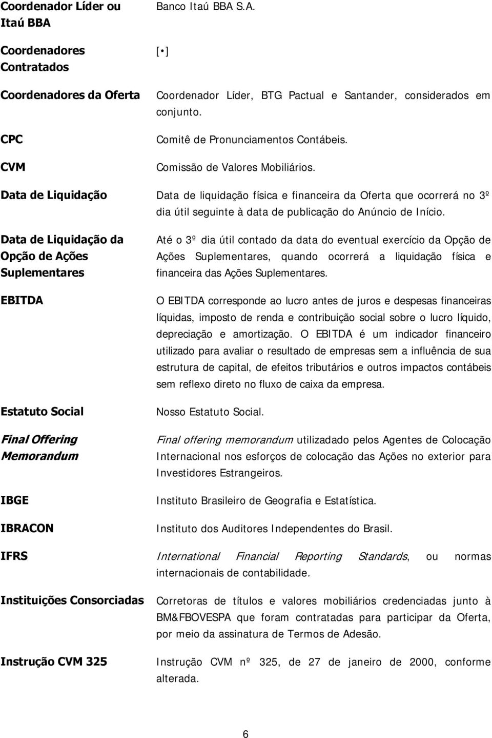 Data de Liquidação Data de liquidação física e financeira da Oferta que ocorrerá no 3º dia útil seguinte à data de publicação do Anúncio de Início.