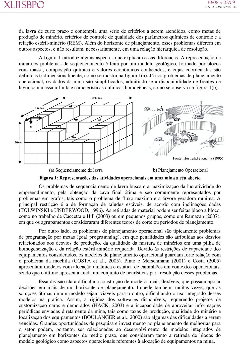 A epesentação da mna nos polemas de seqüencamento é feta po um modelo geológco, fomado po locos com massa, composção químca e aloes econômcos conhecdos, e cujas coodenadas são defndas