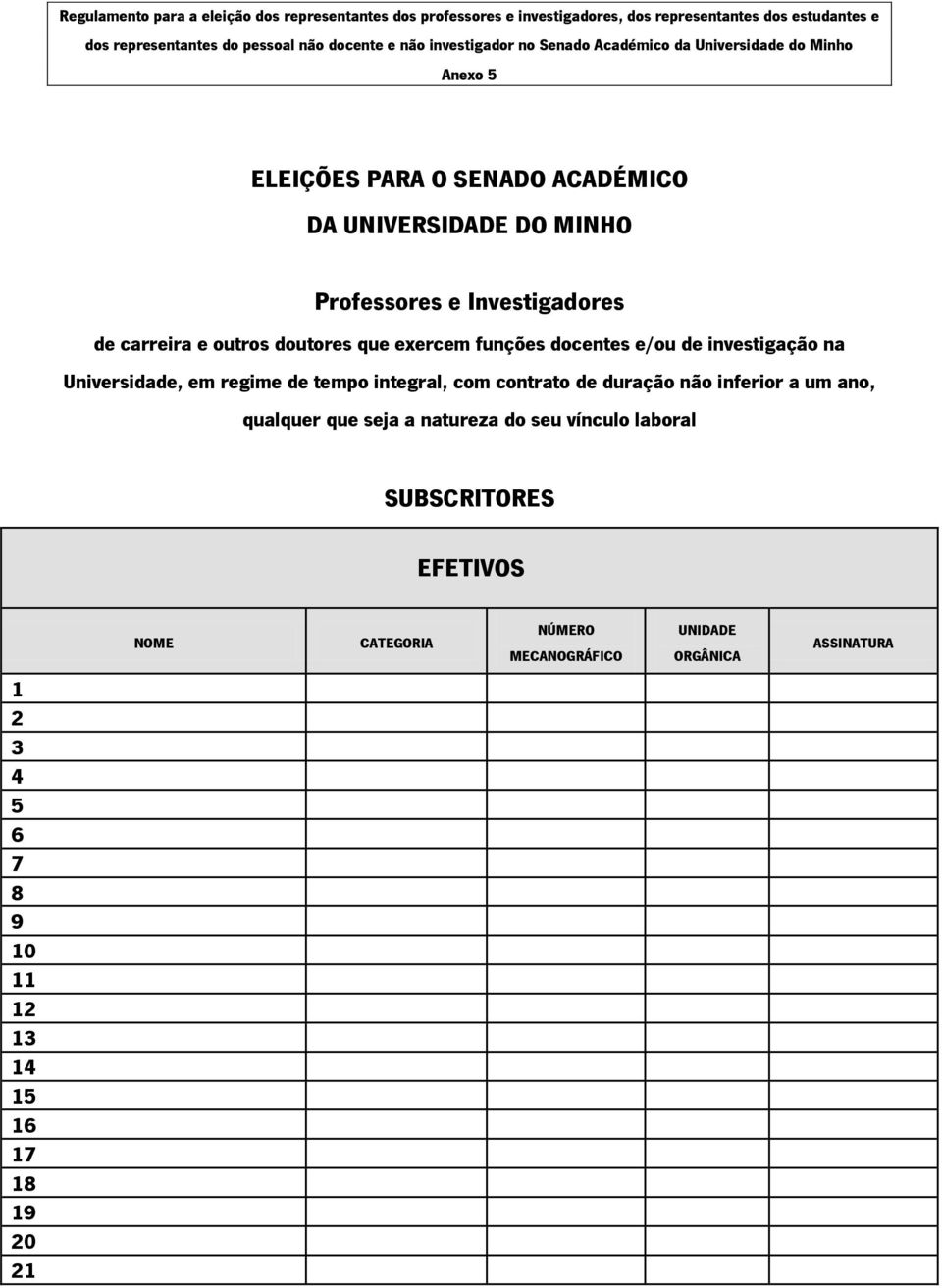 outros doutores que exercem funções docentes e/ou de investigação na Universidade, em regime de tempo integral, com contrato de duração não inferior a um ano, qualquer